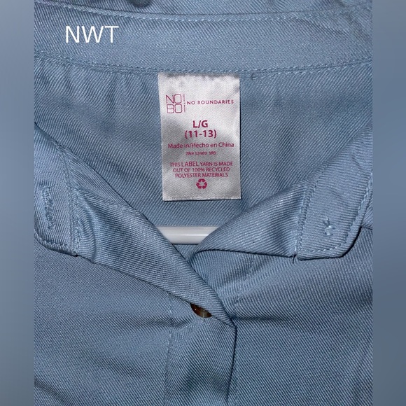 no boundaries Denim Drawstring Waistband Adjustable Sleeves Top. NWT - Picture 3 of 3